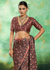 Black And Red Printed Satin Silk Saree