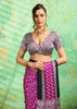 Orchid Purple Printed Satin Silk Saree