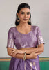 Paisley Purple Woven Satin Silk Saree