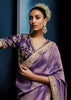 Lavender Purple Embroidered Designer Tissue Saree