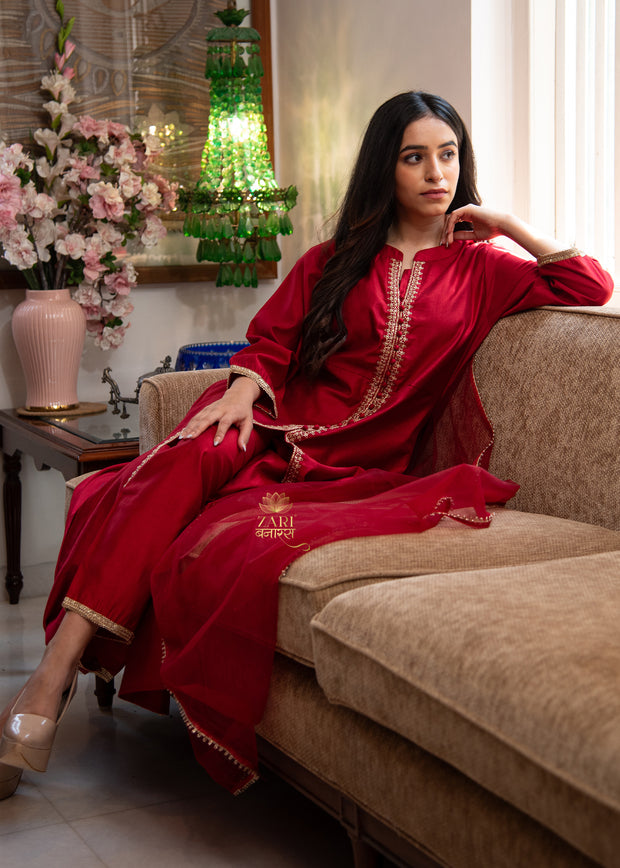 Crimson Lattice Adorn Suit Set (10702022082753)