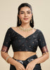 Ebony Black Woven Bronze Zari Paithani Silk Saree