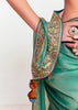 Sea Green Designer Embroidered Tissue Saree