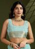 Sea Green Woven Soft Silk Saree