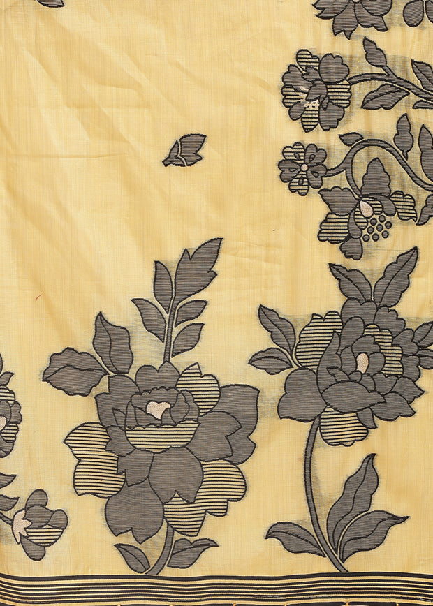 Vanilla Yellow Woven Cotton Linen Silk Saree