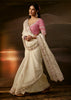 Off White Embroidered Designer Organza Saree