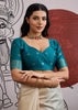 Blue Border Ivory Woven Banarasi Silk Saree