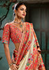 Creamy White Woven Cotton Kashmiri Jamewar Saree