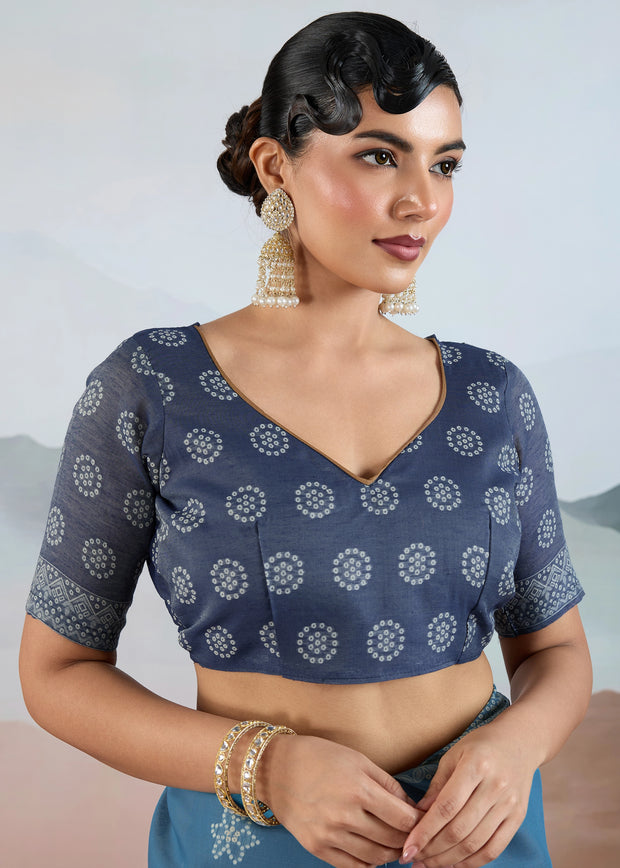 Azure Blue Woven Cotton Saree