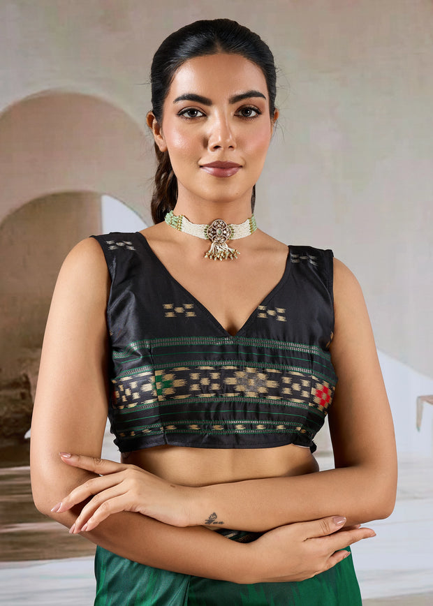 Hunter Green Patola Silk Saree