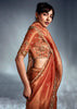 Apricot Orange Designer Silk Saree