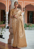 Cream Gold Bead Work Kanjivaram Soft Silk Saree
