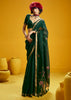 Dark Green Woven Munga Cotton Silk Saree