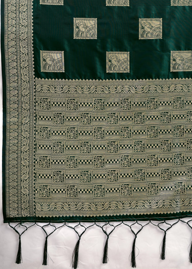 Forest Green Woven Banarasi Silk Saree