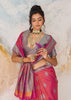 Flamingo Pink Woven Kanjivaram Silk Saree
