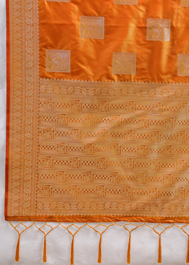Rich Orange Woven Banarasi Silk Saree