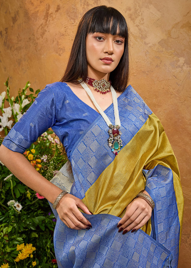 Henna Green Woven Cotton Silk Saree
