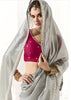 Silver Grey Designer Organza Tissue Silk Saree