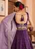 Dahila Purple Tissue Silk Embroidered Lehenga
