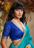 Peacock Blue Woven Cotton Silk Saree