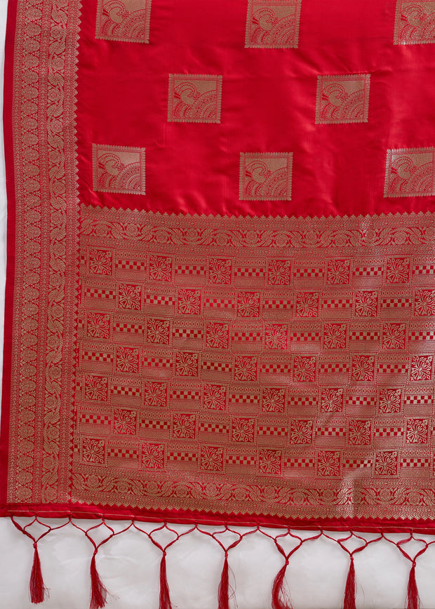 Bridal Red Woven Banarasi Silk Saree