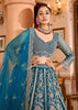 Persian Blue Embroidered Net Lehenga