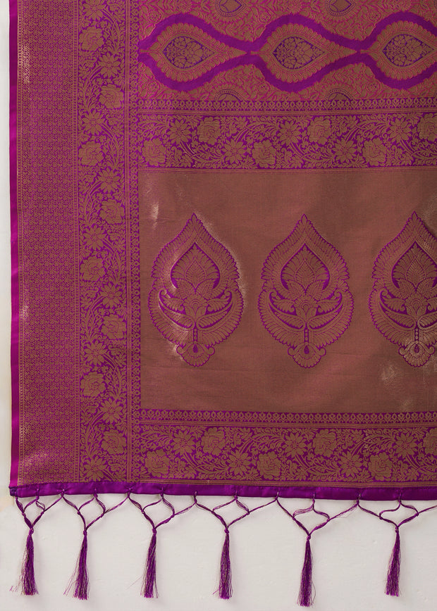 Magenta Purple Woven Kanjivaram Silk Saree