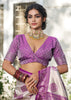 White And Purple Woven Banarasi Silk Saree