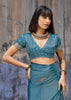 Dusky Blue Woven Banarasi Satin Silk Saree