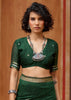 Forest Green Woven Cotton Silk Saree