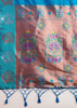 Deep Aqua Blue Woven Bronze Zari Paithani Silk Saree