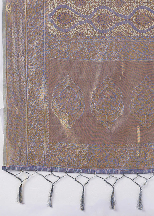 Pastel Voilet Woven Kanjivaram Silk Saree