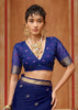 Navy Blue Woven Cotton Organza Saree