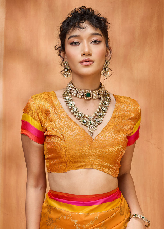 Zinnia Yellow Woven Banarasi Silk Saree