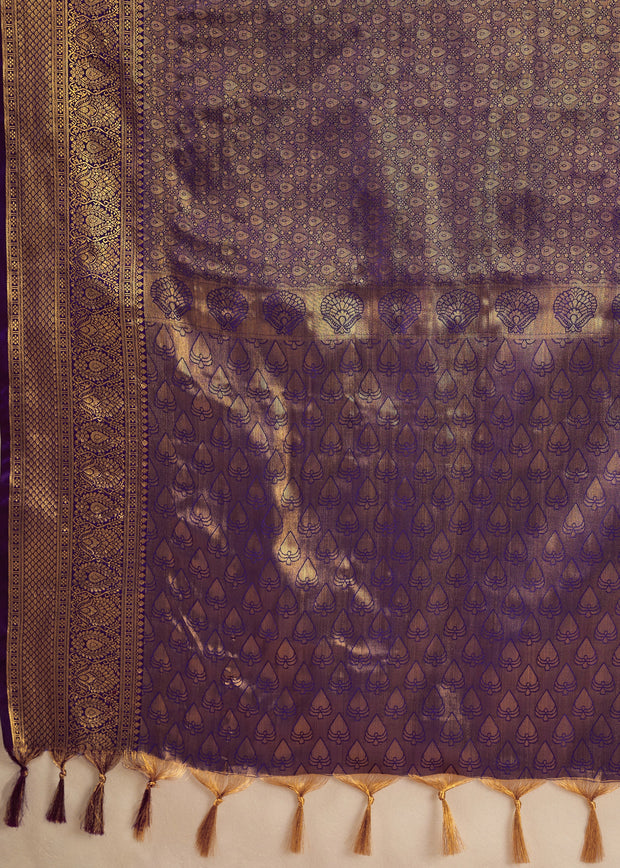Royal Lilac Woven Kanjivaram Silk Saree