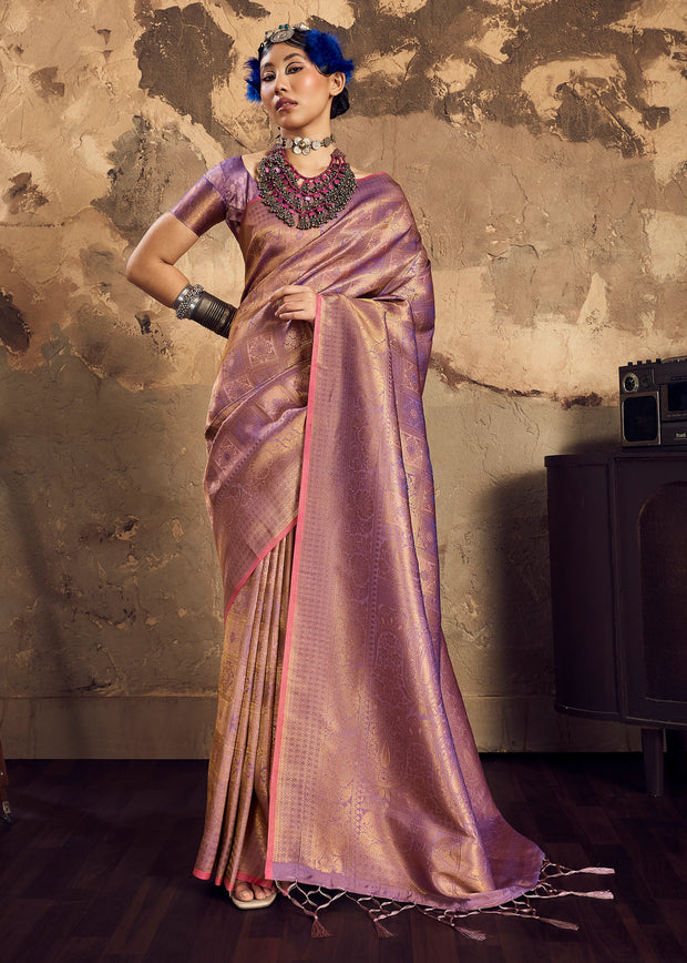 Metallic Purple Woven Kanjivaram Silk Saree