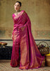 Magenta Pink Woven Banarasi Silk Saree