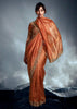 Apricot Orange Designer Silk Saree
