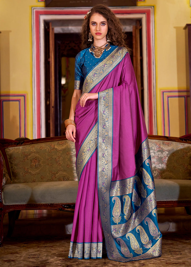 Orchid Purple Banarasi Soft Silk Saree