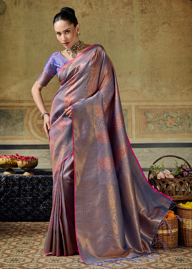 Purple Woven Banarasi Silk Saree