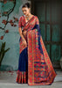 Navy Blue Woven Cotton Kashmiri Jamewar Saree