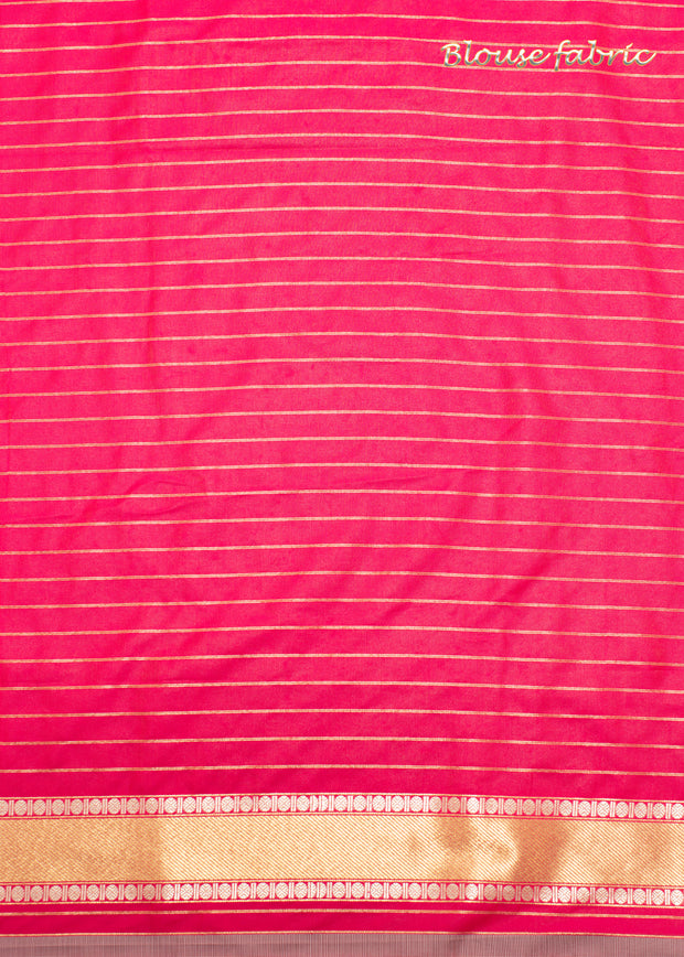 Devica (Pre-Order): Kanjivaram Saree with Diamond Twill in the Shades of Green and Pink (6894286241985)
