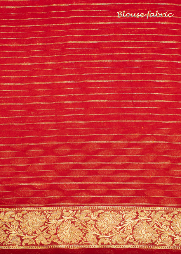 MEENA : BANARASI KHADDI GEORGETTE SAREE IN THE SHADE OF CANARY ORANGE (6891547787457)