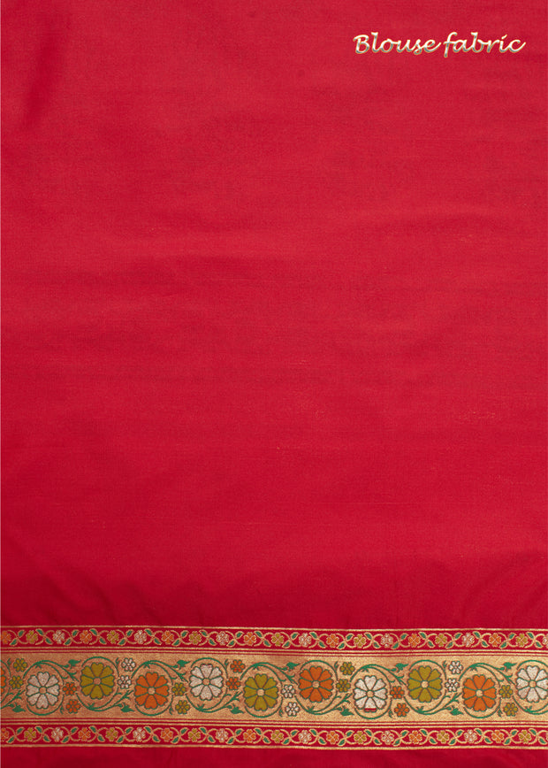 Maharani: Banarasi Brocade and Meenakar Saree in Shades of Orange with Mughal Buta (6891514265793)
