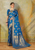 Electric Blue Woven Banarasi Saree (5673674440855)