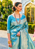 Ceremonial Queens Blue  Woven Kanjivaram Saree (5668184850583)