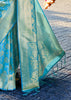 Ceremonial Queens Blue  Woven Kanjivaram Saree (5668184850583)
