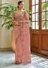 SALMON CORAL ORGANZA SILK DESIGNER SAREE (6873805521089)