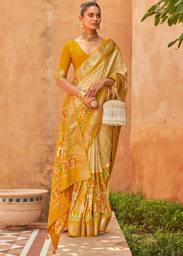 Woven Art Silk Saree in Mustard : SBHA1943