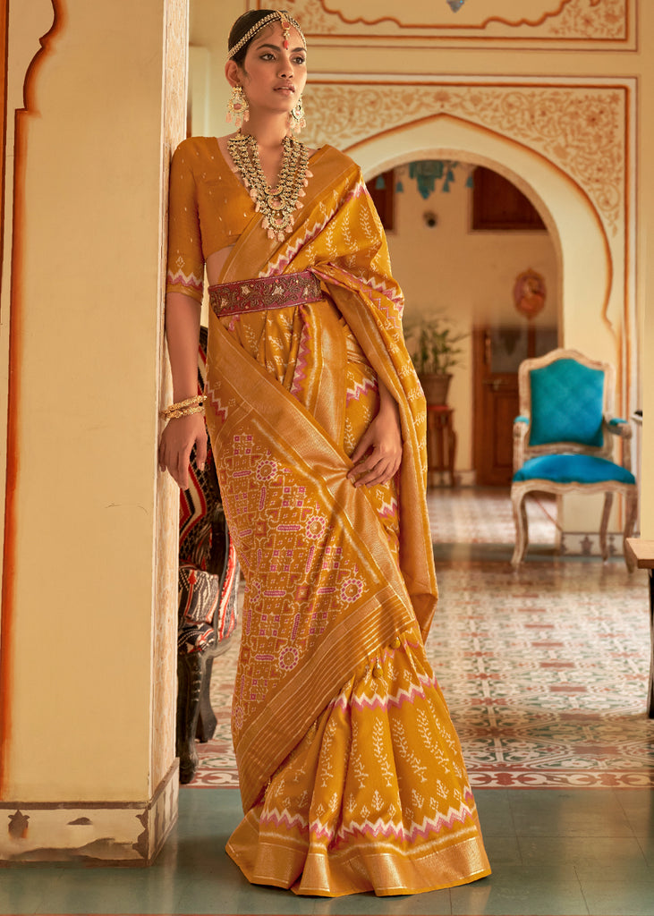 Buy Lily Yellow Cotton Silk Saree online-Karagiri